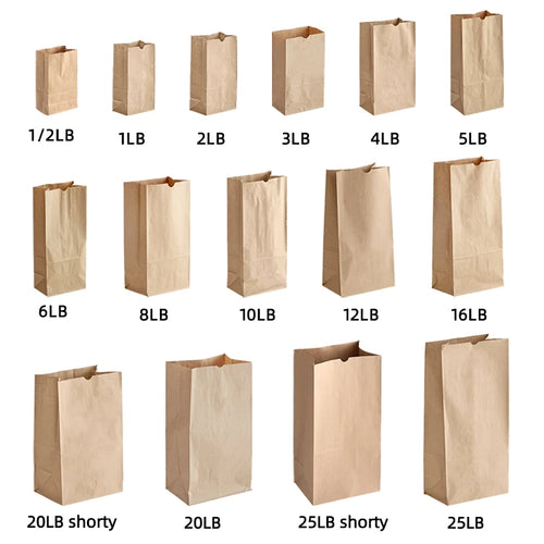 Custom Kraft Paper Bags 100% Recycled | Logo Printing | Restaurant Takeout