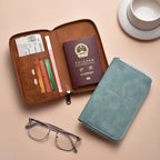 Custom PU Leather Passport Wallet: RFID Blocking, Embossed Logo, Zipper Closure for Travel