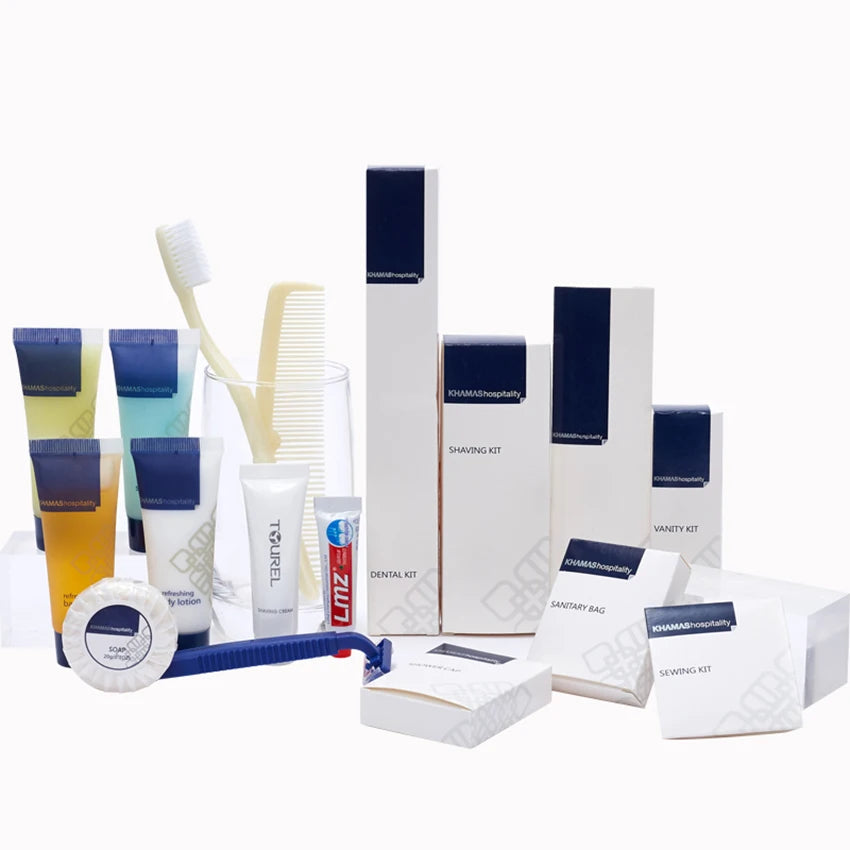 Custom 5-Star Hotel Amenity Kits with Logo – 10,000 MOQ, ISO/GMPC