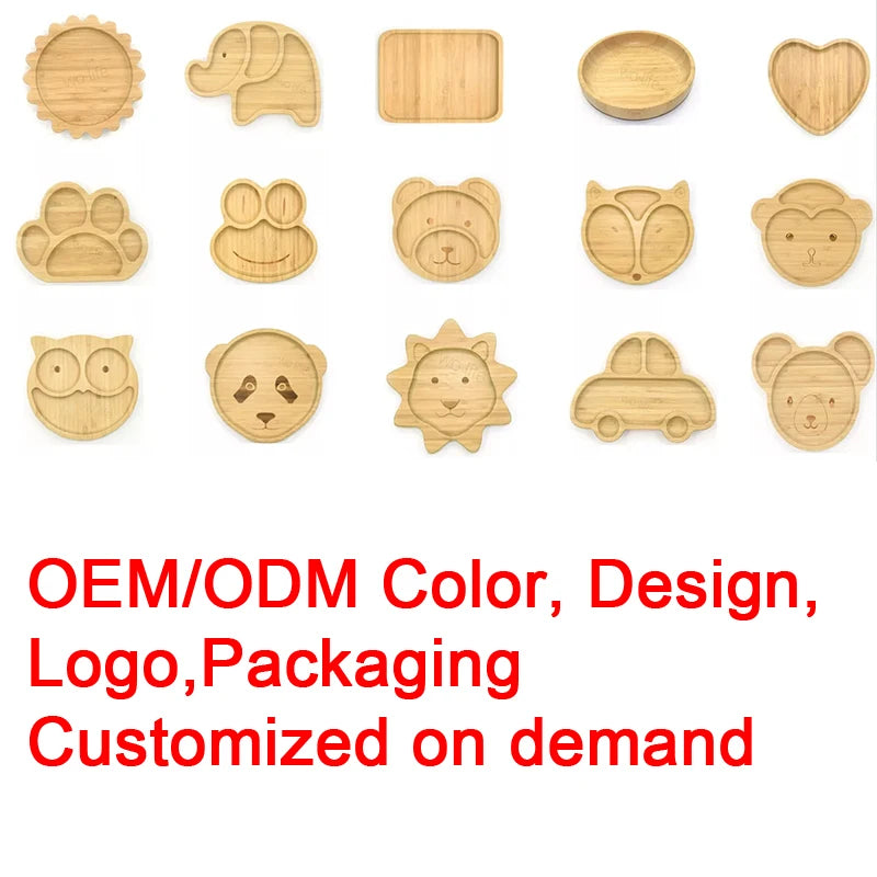 Bamboo Suction Plate Set | Animal Shapes | CPC Certified | 100 MOQ