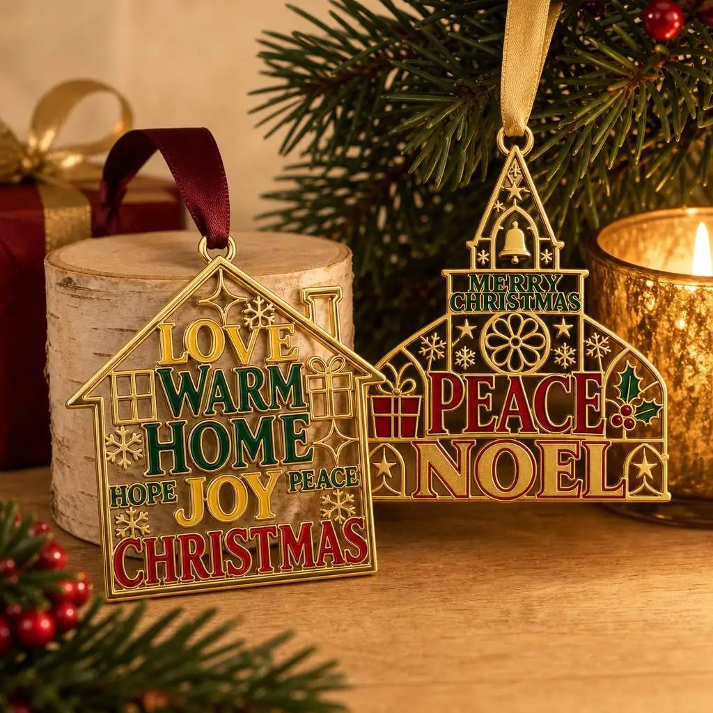Custom Gold Metal Christmas Ornaments | MOQ 50