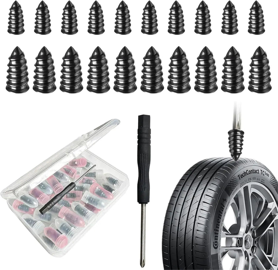 60 PCS Screw Type Tire Plug Kit with Screwdriver | Car Bike Tractor