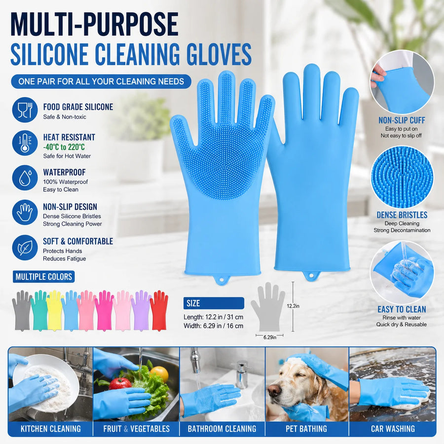 Custom Silicone Dishwashing Gloves | 600 Pcs MOQ | Waterproof Kitchen Gloves for Restaurant & Household