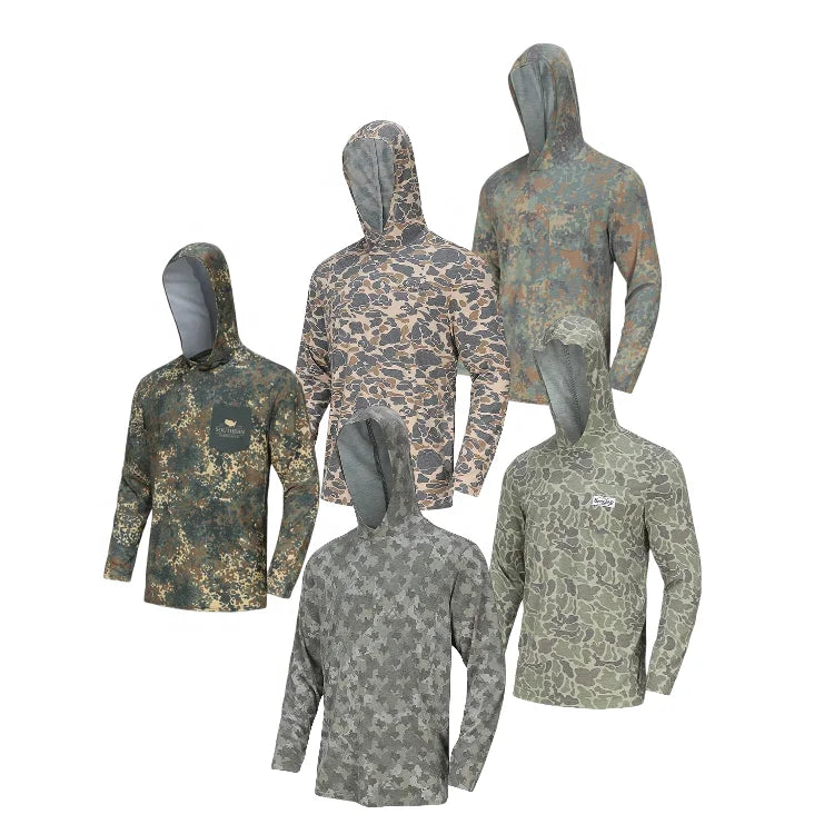 Custom Sublimation Hoodie 65% Polyester | Wholesale Camo Fishing Shirt Corporate