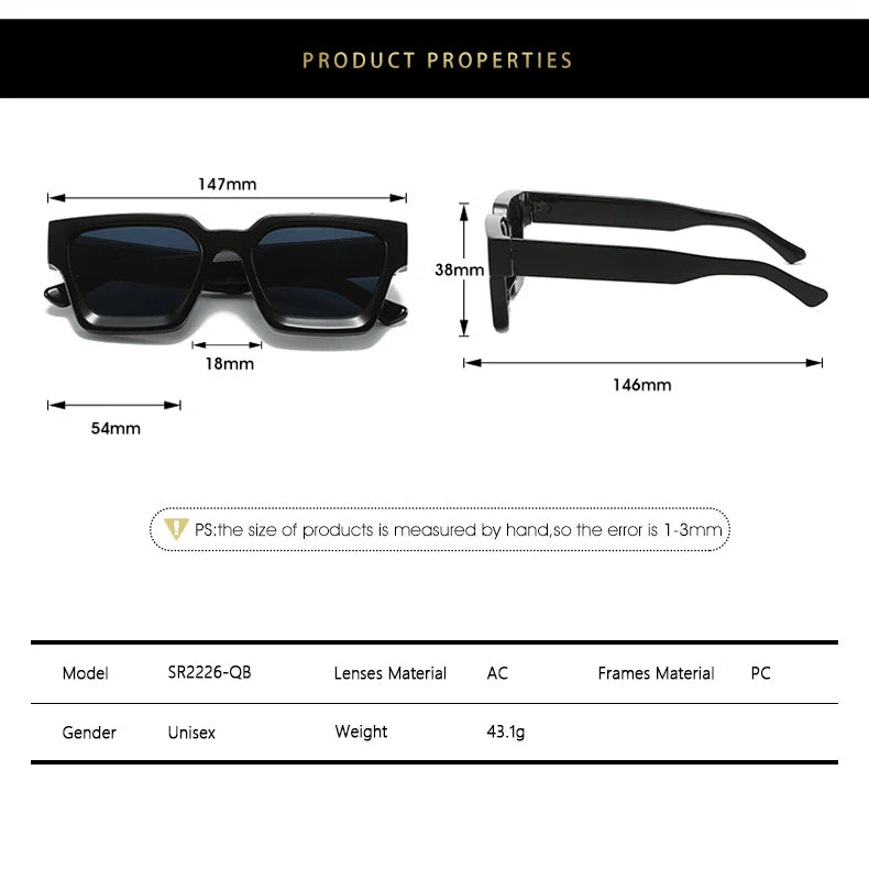 Custom Logo UV400 Rectangle Sunglasses | PC Frame 100 MOQ Private Label