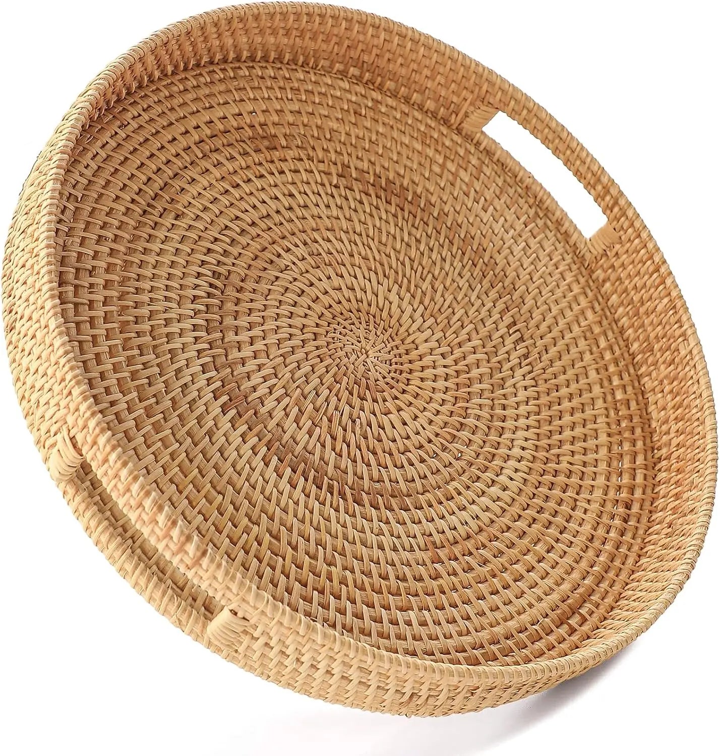 Wholesale Handwoven Rattan Trays | Round Serving Tray Organizers