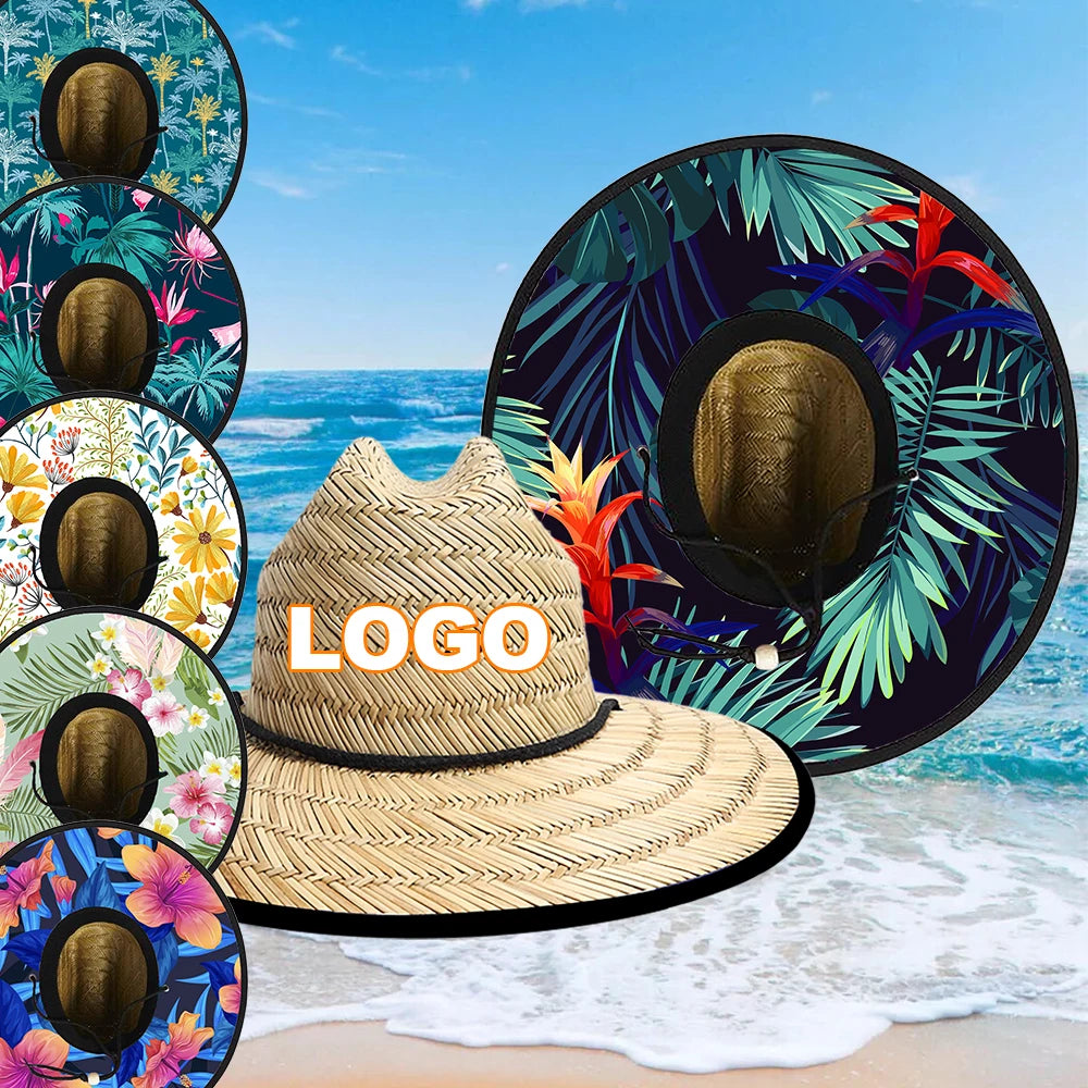 Custom Natural Grass Wide Brim Hats | 50-Piece MOQ & 5-Day Lead Time | Beach & Lifeguard Sun Hats