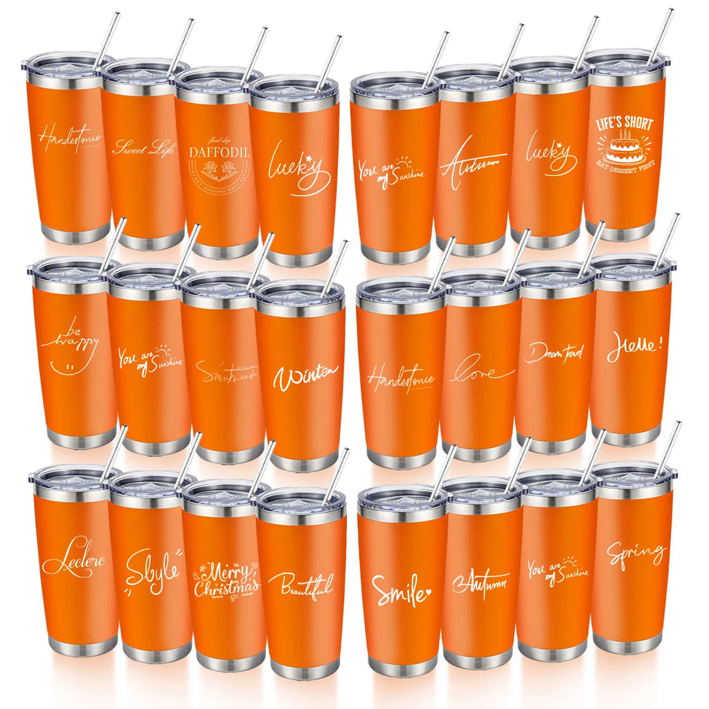 20oz Powder Coated Stainless Steel Tumbler with Lid and Straw Hole for Coffee, Travel and Laser Engraving