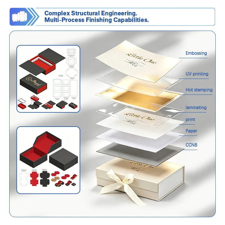 Custom Magnetic Closure Gift Box with Ribbon | Foldable, SA8000, 500 MOQ, Gold Foil