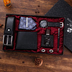 Custom 7-Piece Gift Sets 2 MOQ | Quartz Watch Belt Wallet Tie Perfume