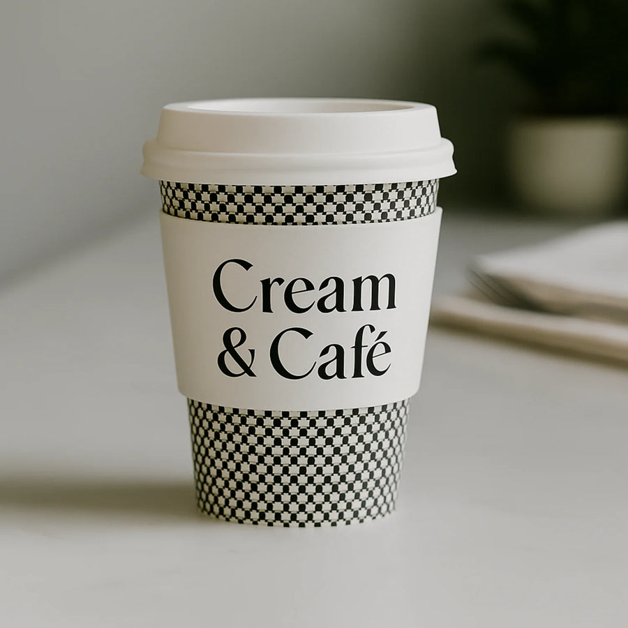 Custom Cup Sleeves | Corrugated Insulated | Gold Foil Logo | 1pc MOQ