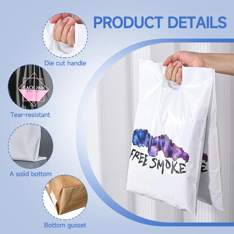 Custom LDPE/HDPE Plastic Shopping Bags with Logo | 200 MOQ Wholesale