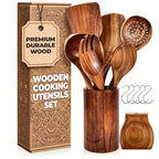 Acacia Teak Wood Utensil Set 9-Piece | Non-Stick | 1 MOQ | Custom Logo