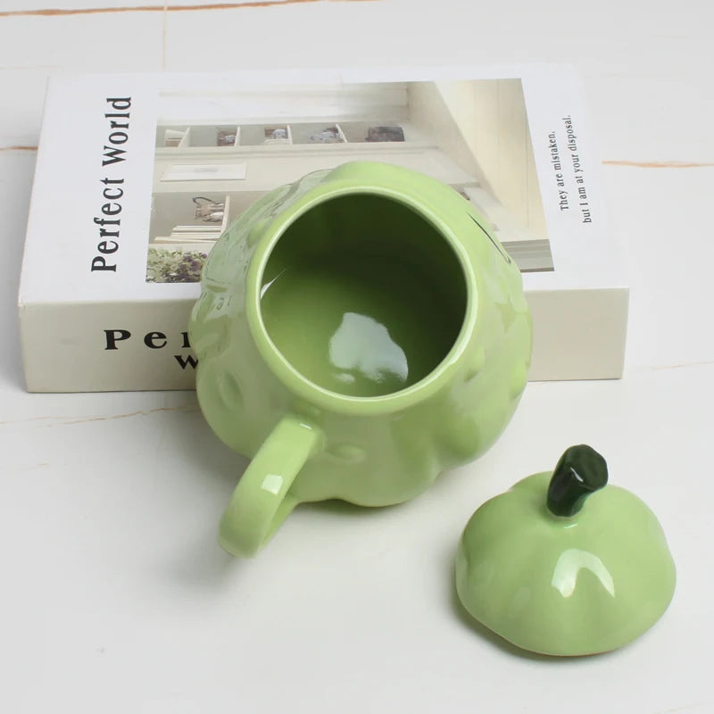 Custom 3D Ceramic Mugs: 60 MOQ, 6-Day Lead, 450ml | Green Pottery Coffee Cups with Handle