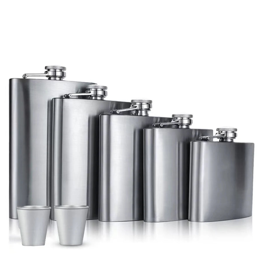 Custom Metal Flask with Logo — Matte Black Gift Set
