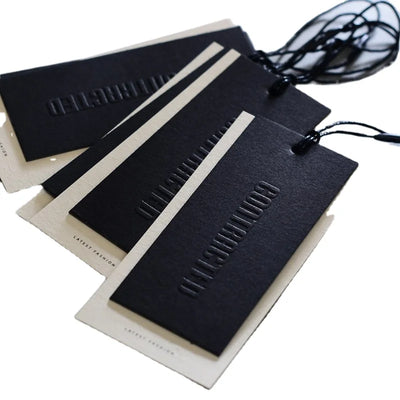 Custom Embossed Clothing Hang Tags with String for Apparel Branding