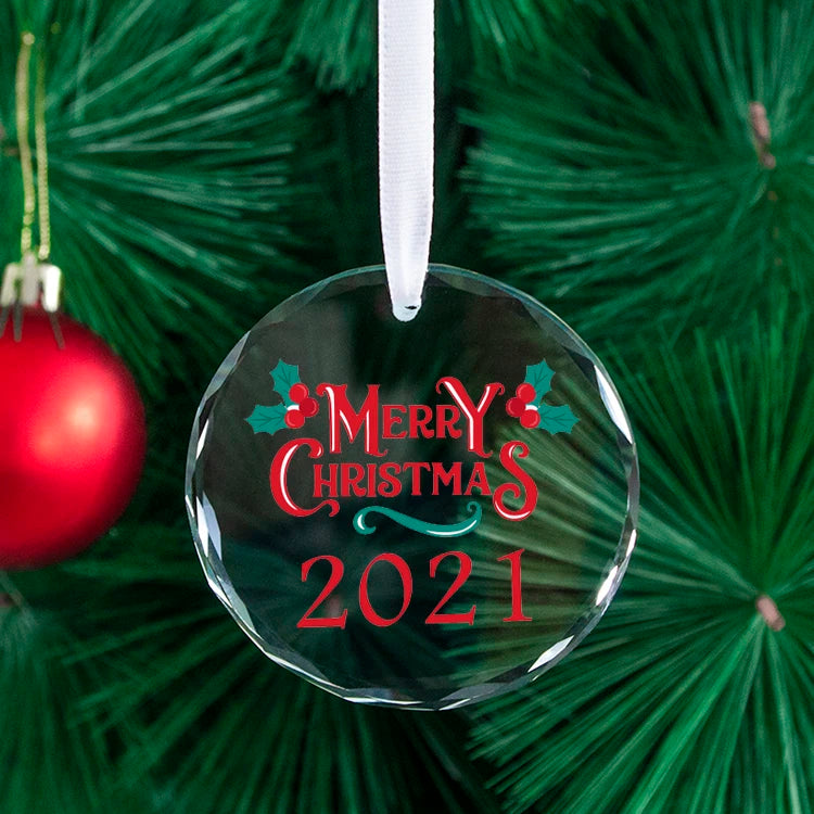 Engraved Crystal Christmas Ornaments with Logo | MOQ 10