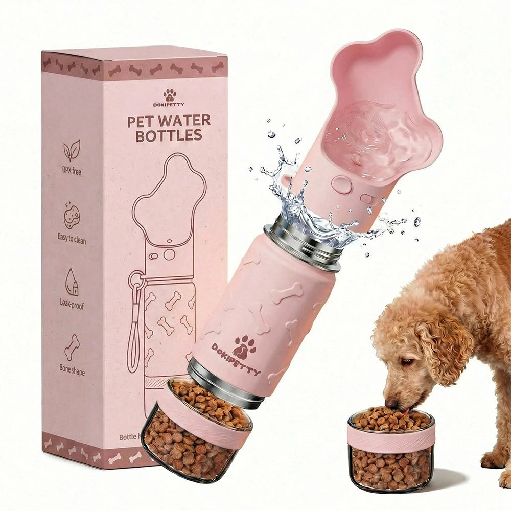 Custom 2-in-1 Dog Water Bottle | 14oz/18oz | BPA-Free Stainless Steel
