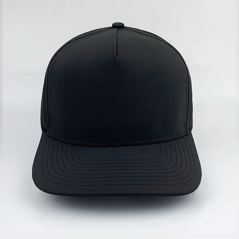 Waterproof Golf Hats Club Company Customized Sports 5 Panel Baseball Cap Hydro Breathable Rope with Rubber/PVC Logo Gorras