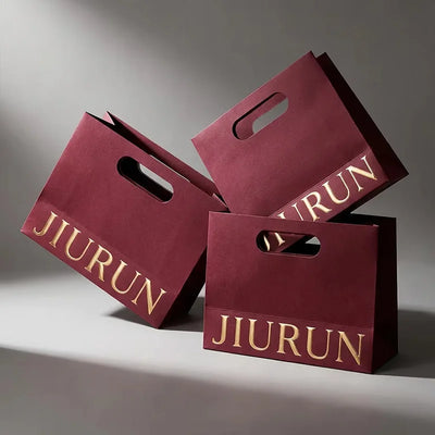Custom Logo Luxury Paper Bag | 250gsm Burgundy Shopping Bag