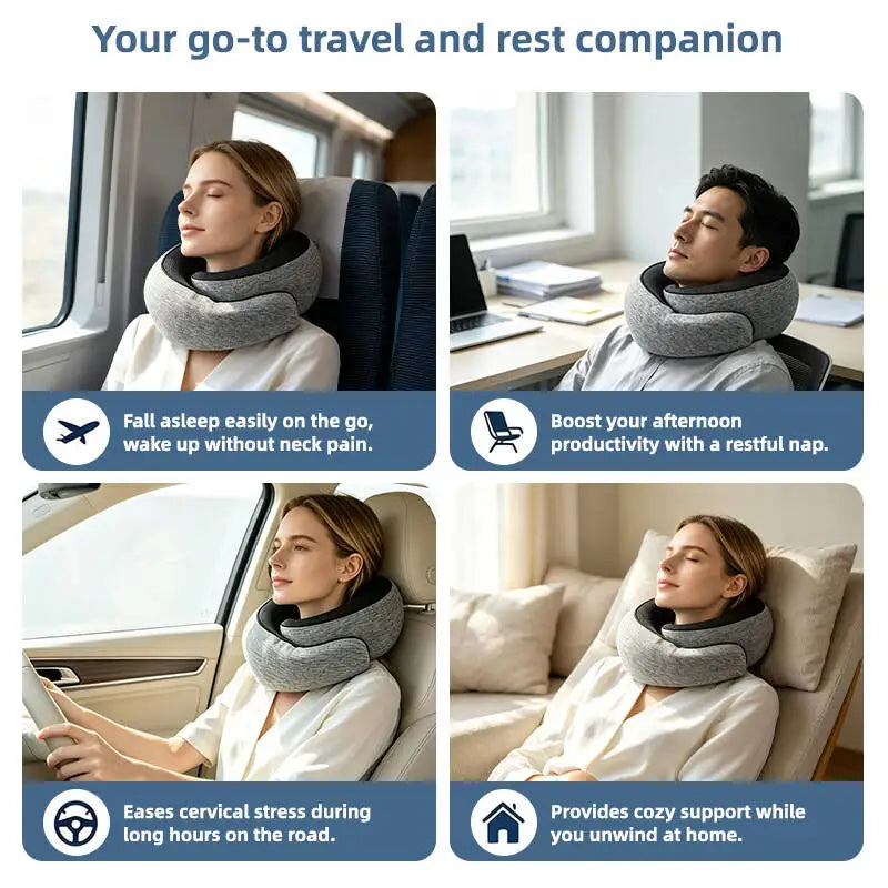 Custom Logo Memory Foam Travel Neck Pillow for Cars & Airplanes