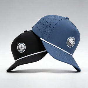 Waterproof Golf Hats Club Company Customized Sports 5 Panel Baseball Cap Hydro Breathable Rope with Rubber/PVC Logo Gorras