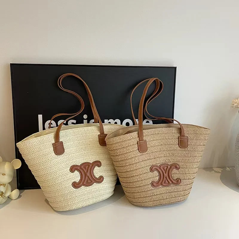 Custom Straw Paper Beach Bag with Logo | Bulk 100 Bags