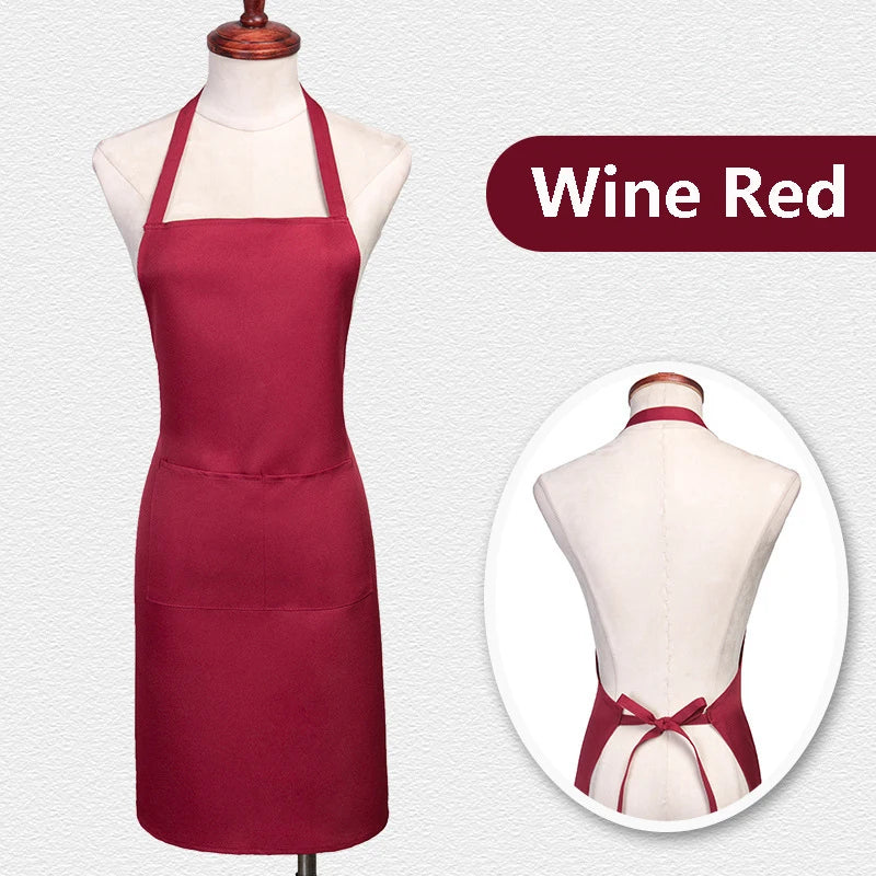 Custom Logo Unisex Bib Aprons with 2 Pockets for Cooking Kitchen Advertising Adjustable Waterproof Extra Large Long Ties Apron