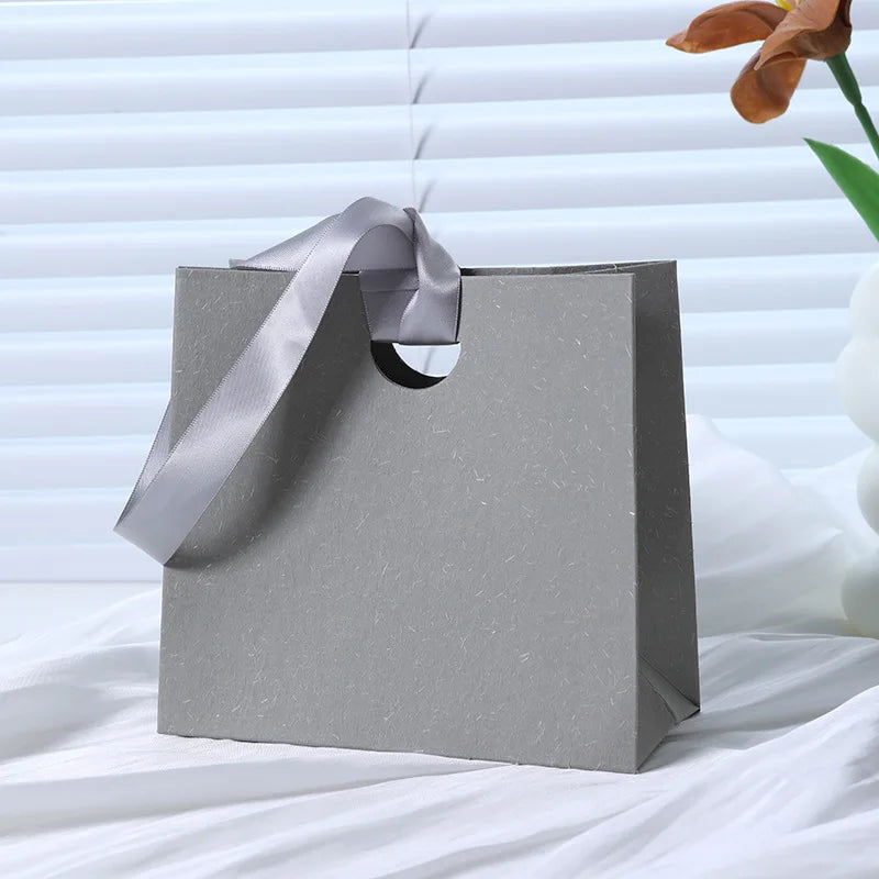 Custom Ribbon Handle Paper Gift Bags | Jewelry Packaging MOQ 100