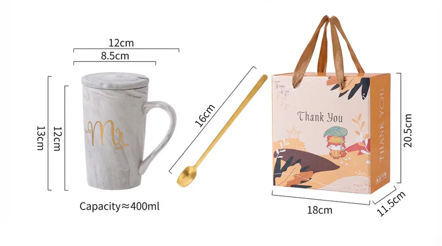 Custom Logo Ceramic Mug Gift Set with Lid & Towel | MOQ 50