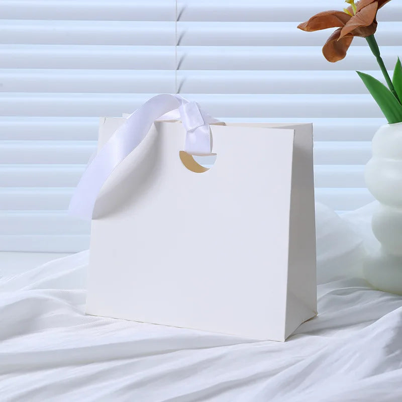 Custom Ribbon Handle Paper Gift Bags | Jewelry Packaging MOQ 100