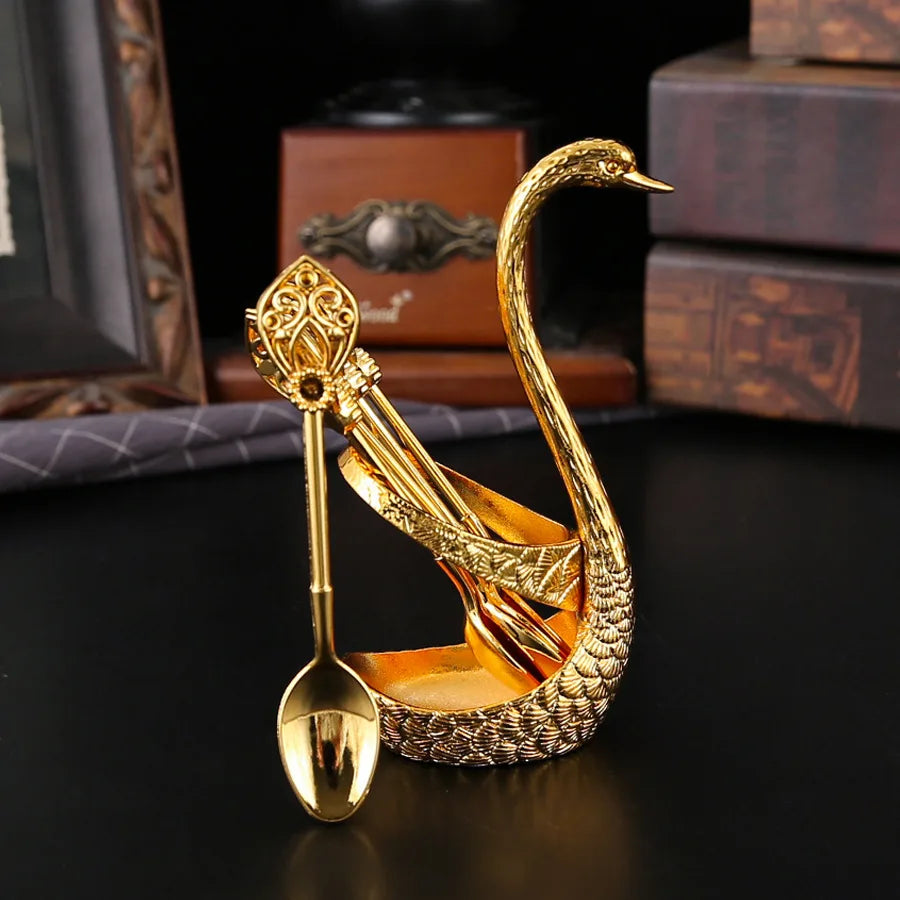Swan Spoon Holder Set Zinc Alloy | Gold Silver | 1 MOQ | Custom Logo