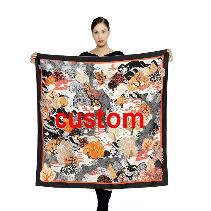 Custom 100% Silk Scarves Digital Printing | 20 MOQ Oeko-Tex Certified Corporate Gifts