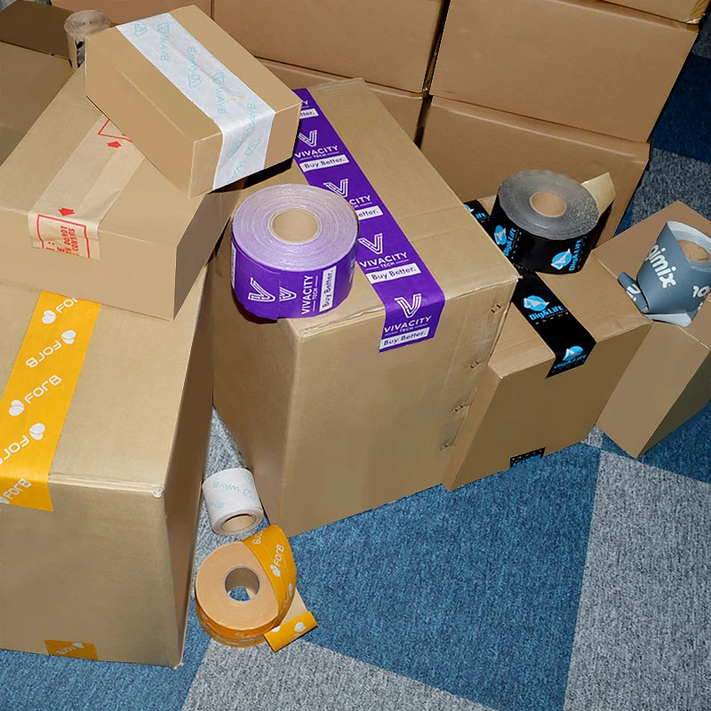 Custom Reinforced Kraft Packing Tape with Logo | 500 MOQ, Fiberglass, High Strength