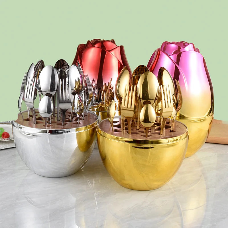 Luxury 24-Piece Cutlery Set with Logo | 10 MOQ