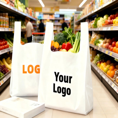 Custom Logo Plastic Bags | Biodegradable PE | MOQ 20,000