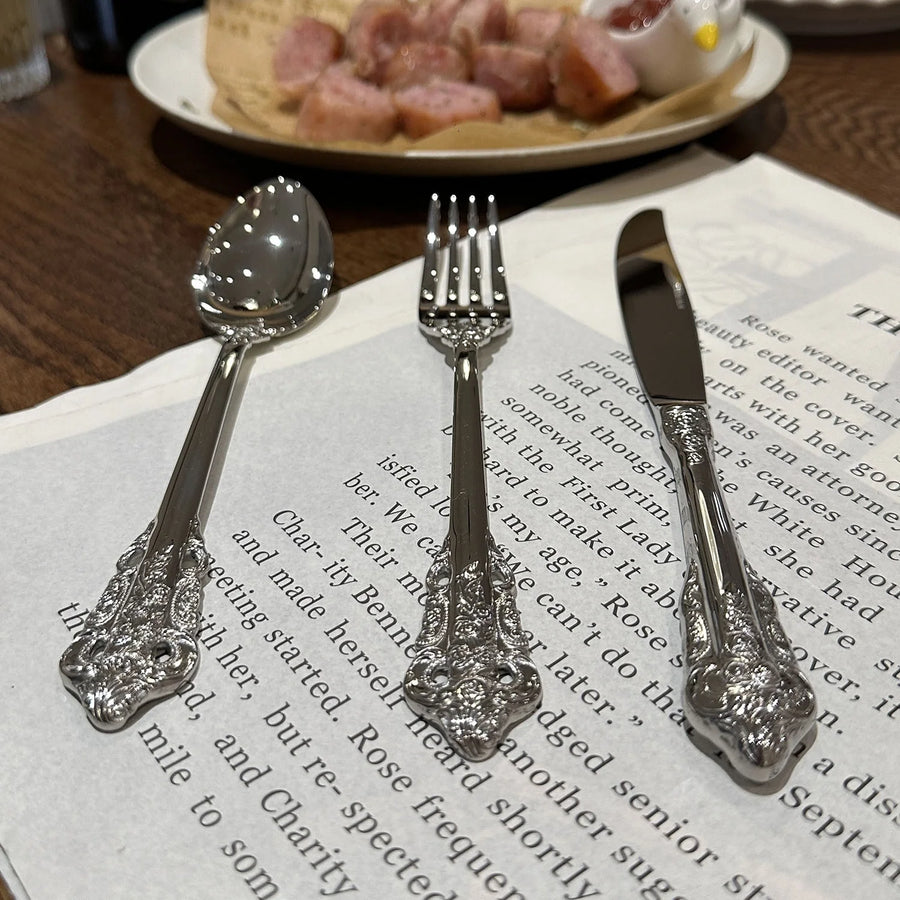 304 Stainless Flatware Sets | Carved European Design