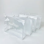 Custom Transparent PVC Cosmetic Bag | 100 MOQ Stock, Digital Print | Bulk for Beauty Brands