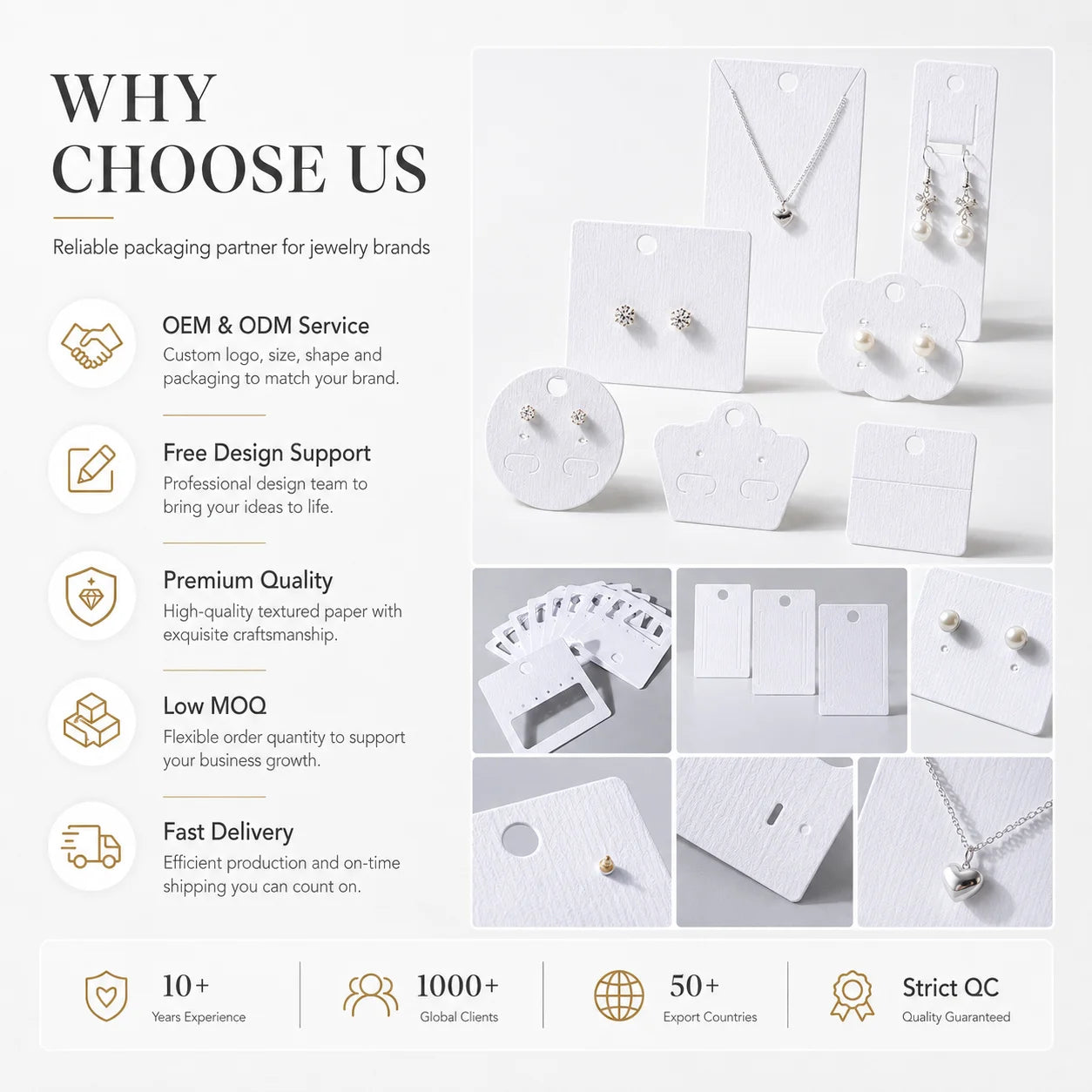 Custom Jewelry Cards with Gold Foil & Embossing | FSC Certified