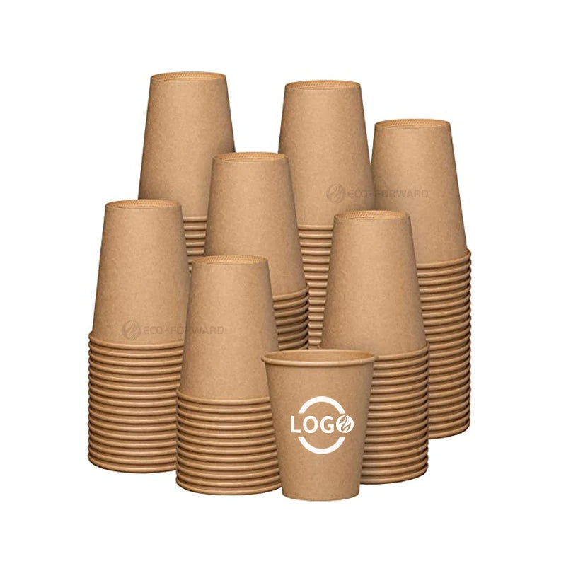 Customized Brown Kraft Paper Coffee Cup with Logo | MOQ 10,000