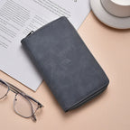 Custom PU Leather Passport Wallet: RFID Blocking, Embossed Logo, Zipper Closure for Travel