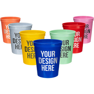 Custom 16oz PS Plastic Stadium Cups with Logo | 100 MOQ BPA-Free Reusable