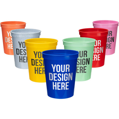 Custom 16oz PS Plastic Stadium Cups with Logo | 100 MOQ BPA-Free Reusable