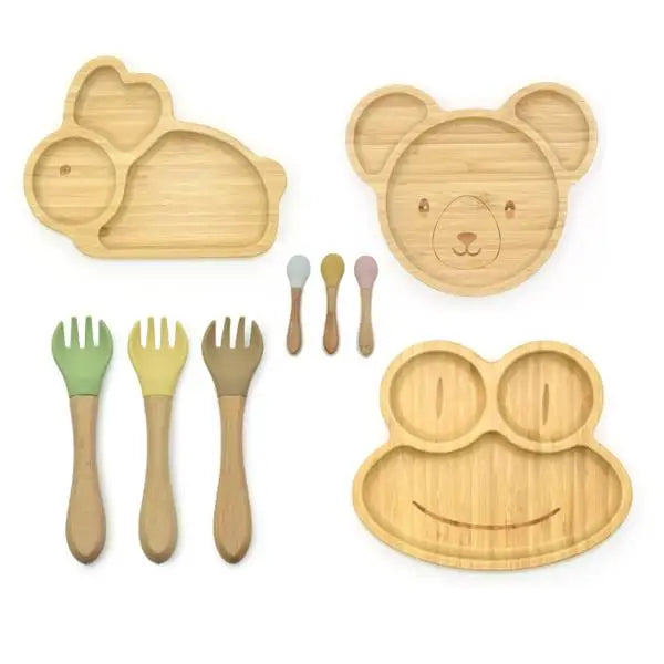 Bamboo Suction Plate Set | Animal Shapes | CPC Certified | 100 MOQ
