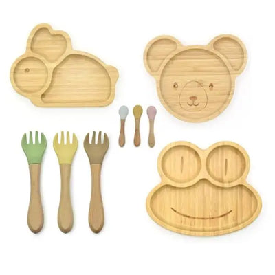 Bamboo Suction Plate Set | Animal Shapes | CPC Certified | 100 MOQ
