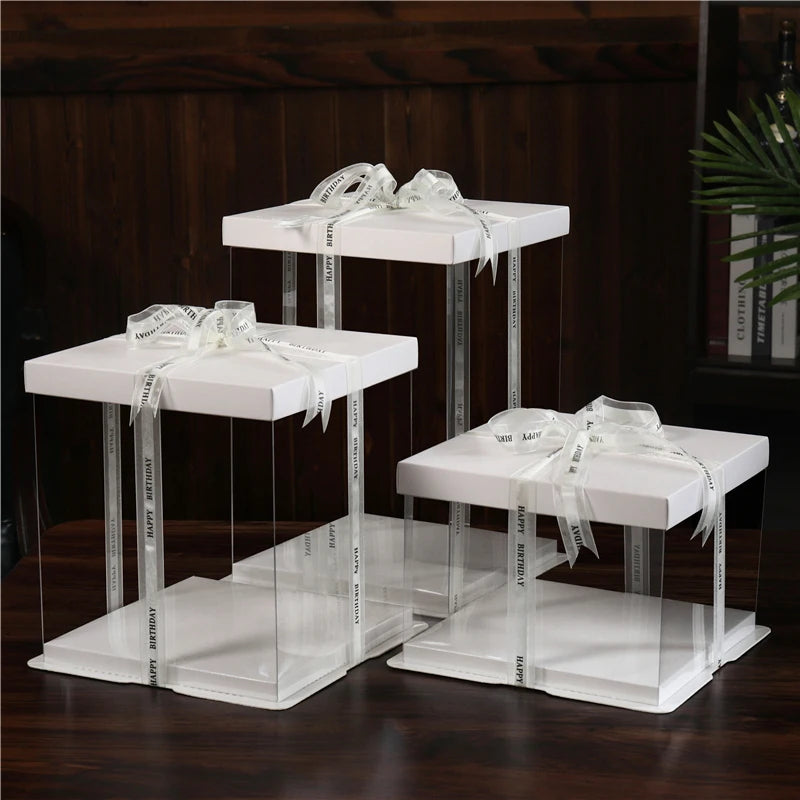 Transparent PET Cake Box | Tall Clear Display Box | Wholesale Bakery Packaging