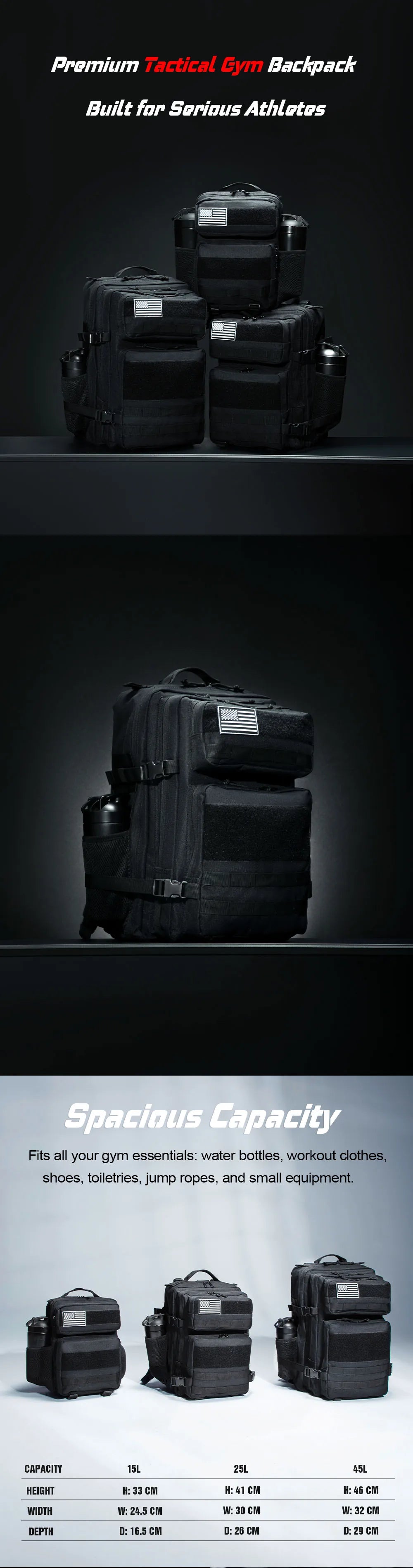 LAMGOYI Tactical Backpack 45L | Custom Fitness Gym Bag MOQ 300
