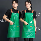 Custom PU Leather Sleeved Aprons with Logo | 50 MOQ for Restaurant Kitchen & Catering Staff Uniforms