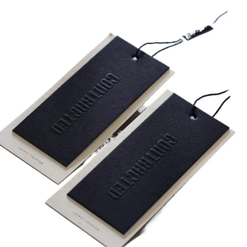 Custom Embossed Clothing Hang Tags with String for Apparel Branding