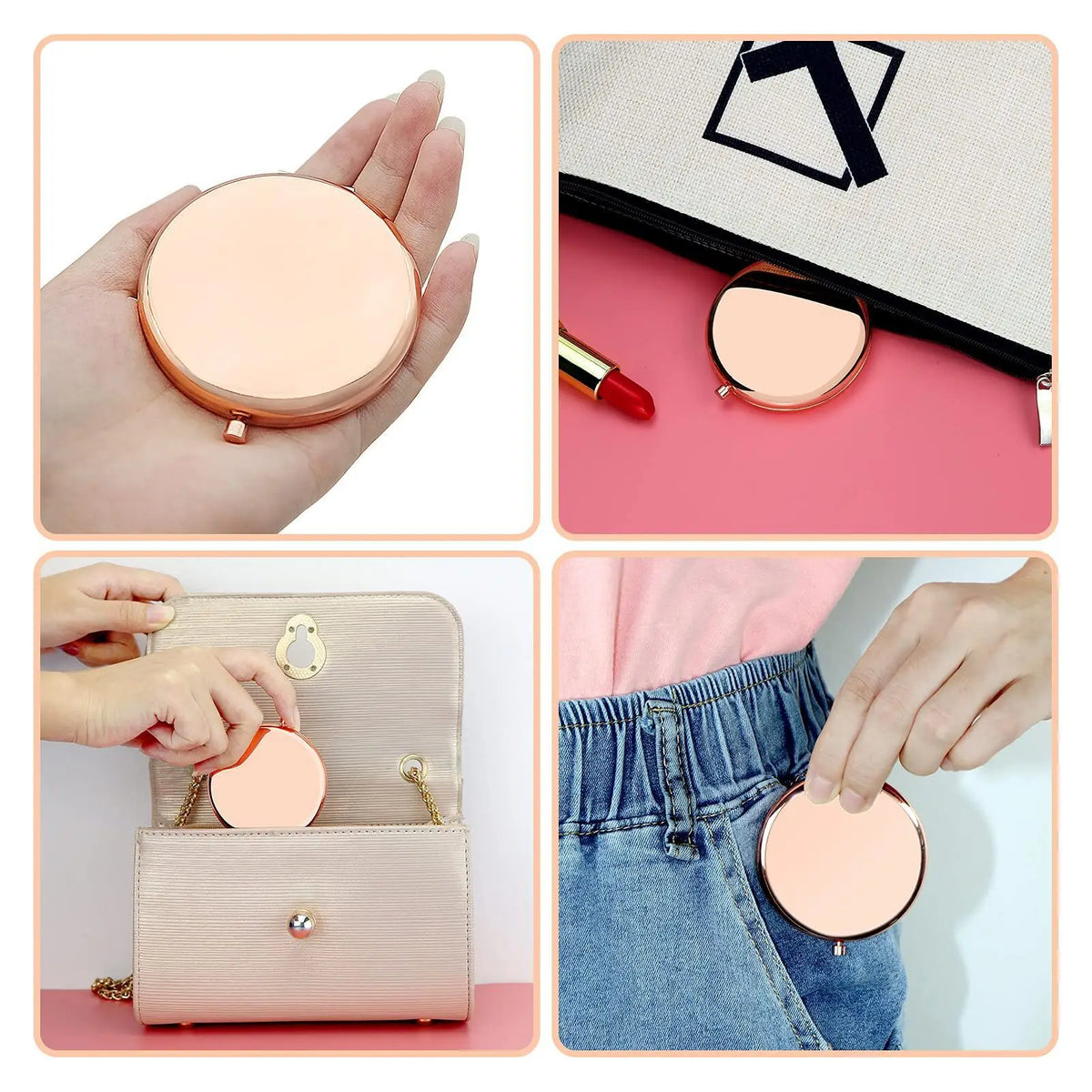 Personalized Pocket Mirrors with Name | Rose Gold | MOQ 100 pcs